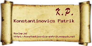 Konstantinovics Patrik névjegykártya
